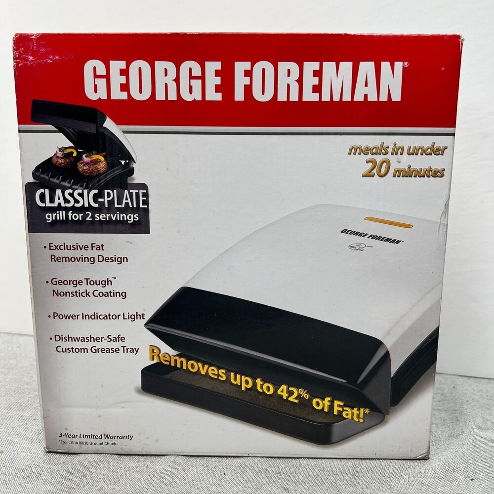 George Foreman Healthy Cooking Champ Grill GR0038W White New